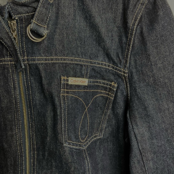 Calvin Klein Zip Front Dark Wash Denim Jacket Size XL - Picture 4 of 4